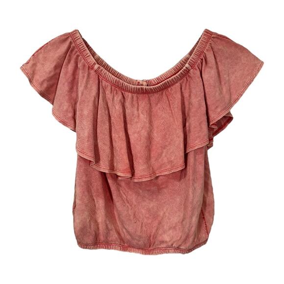 Free People Love Letter Ruffled Tube Top XS Off Shoulder Coral We The Free Boho - Picture 5 of 9
